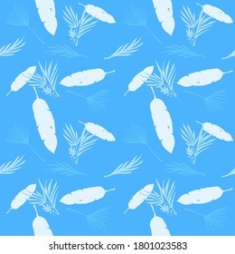 Funky Tropical Vector Seamless Pattern. Beautiful Male Shirt Female Dress Texture. Nice Summer Fashion. Doodle Floral Background. Banana Leaves Monstera Dandelion Feather Tropical Seamless Pattern.