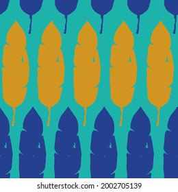 Funky Tropical Vector Seamless Pattern. Drawn Floral Background. Nice Summer Fashion. Monstera Dandelion Banana Leaves Feather Tropical Seamless Pattern. Beautiful Male Shirt Female Dress Texture.