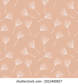 Funky Tropical Vector Seamless Pattern. Drawn Floral Background. Elegant Male Shirt Female Dress Texture. Nice Summer Textile. Feather Monstera Banana Leaves Dandelion Tropical Seamless Pattern.