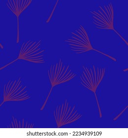 Funky Tropical Vector Seamless Pattern. Cool Summer Textile. Dandelion Feather Monstera Banana Leaves Tropical Seamless Pattern. Elegant Male Shirt Female Dress Texture. Drawn Floral Background.