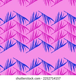 Funky Tropical Vector Seamless Pattern. Fine Summer Textile. Painted Floral Background. Elegant Male Shirt Female Dress Texture. Monstera Feather Banana Leaves Dandelion Tropical Seamless Pattern.