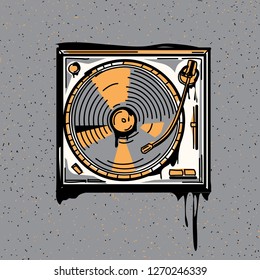  Funky turntable grunged graffiti sign