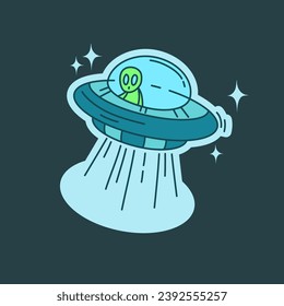 vector de doodle de OVNI funky, y diseño energético para una vibración divertida, divertida y elegante.