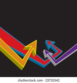 A funky urban layout with graffiti style arrows.