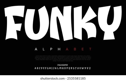 Funky vector font alphabet with numbers