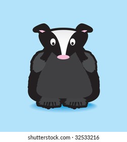 Funky Vector  Illustration Of A Badger With A Chunky Black Outline