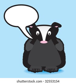 Funky vector illustration of a badger with a chunky black outline