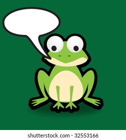Funky vector illustration of a frog with a chunky black outline