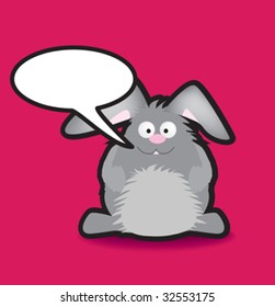 Ilustración vectorial divertida de un conejo con un contorno negro chunco