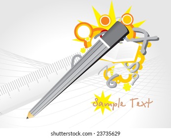 funky vector of pencil and ruler