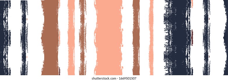 Funky Vertical Stripes Seamless Background. Spring Summer Graffiti Stripes. Paintbrush Lines Design. Torn Distress Trace. Winter Autumn Trendy Fashion Fabric. Dirty Vector Watercolor Paint Lines.