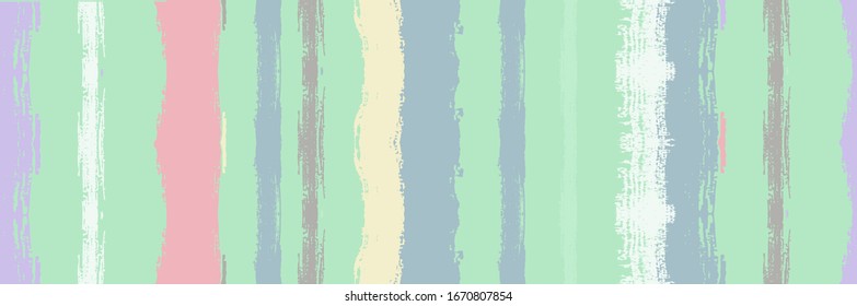 Funky Vertical Stripes Seamless Background. Autumn Winter Trendy Fashion Fabric. Summer Spring Graffiti Stripes. Cool Vector Watercolor Paint Lines. Paintbrush Lines Design. Torn Distress Trace.