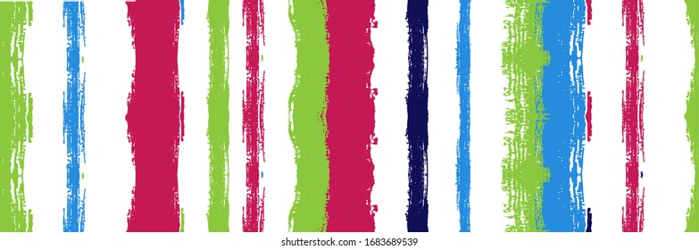 Funky Vertical Stripes Seamless Background. Dirty Vector Watercolor Paint Lines. Gouache Ink Lines Design. Winter Autumn Bright Fashion Print. Spring Summer Graffiti Stripes. Cool Distress Trace.