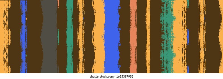Funky Vertical Stripes Seamless Background. Dirty Vector Watercolor Paint Lines. Ink Brushed Lines Texture. Summer Spring Distress Stripes. Winter Autumn Funky Fashion Print. Torn Graffiti Trace.