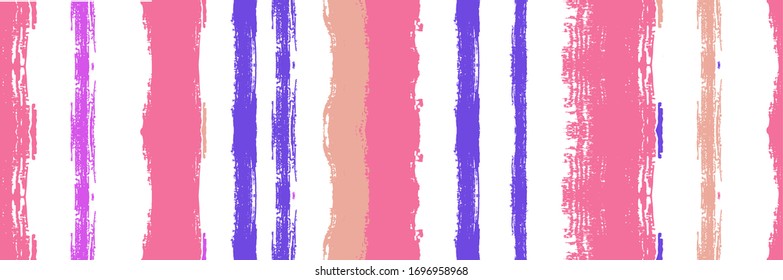 Funky Vertical Stripes Seamless Background. Spring Summer Graffiti Stripes. Cool Distress Trace. Gouache Ink Lines Banner. Torn Vector Watercolor Paint Lines. Winter Autumn Funky Fashion Fabric.
