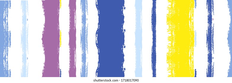 Funky Vertical Stripes Seamless Background. Dirty Distress Trace. Summer Spring Graffiti Stripes. Watercolor Lines Design. Cool Vector Watercolor Paint Lines. Autumn Winter Trendy Fashion Fabric.