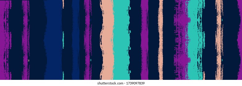 Funky Vertical Stripes Seamless Background. Gouache Ink Lines Texture. Dirty Vector Watercolor Paint Lines. Summer Spring Graffiti Stripes. Torn Distress Trace. Winter Autumn Modern Fashion Fabric.