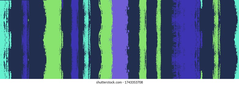 Funky Vertical Stripes Seamless Background. Winter Autumn Bright Fashion Fabric. Dirty Distress Trace. Gouache Ink Lines Banner. Cool Vector Watercolor Paint Lines. Spring Summer Graffiti Stripes.