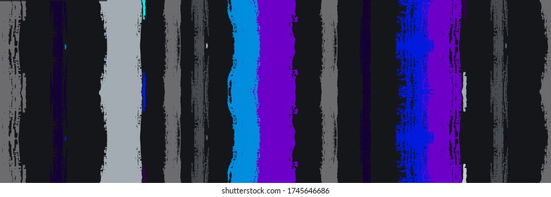 Funky Vertical Stripes Seamless Background. Torn Vector Watercolor Paint Lines. Summer Spring Graffiti Stripes. Dirty Distress Trace. Winter Autumn Bright Fashion Fabric. Paintbrush Lines Banner.