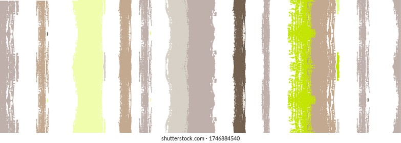 Funky Vertical Stripes Seamless Background. Hand Painted Lines Design. Dirty Distress Trace. Cool Vector Watercolor Paint Lines. Spring Summer Graffiti Stripes. Winter Autumn Bright Fashion Print.