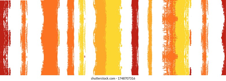 Funky Vertical Stripes Seamless Background. Dirty Distress Trace. Torn Vector Watercolor Paint Lines. Autumn Winter Funky Fashion Print. Spring Summer Graffiti Stripes. Hand Drawn Lines Banner.