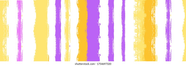Funky Vertical Stripes Seamless Background. Fantástico rastreo de graffiti. Líneas de pintura de color de agua de vectores sucios. Textura de las líneas de tinta de Gouache. Rayas de socorro de primavera de verano. Impresión de moda brillante en invierno de otoño.