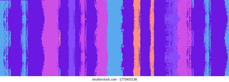 Funky Vertical Stripes Seamless Background. Hand Painted Lines Texture. Torn Distress Trace. Summer Spring Graffiti Stripes. Cool Vector Watercolor Paint Lines. Autumn Winter Modern Fashion Fabric.