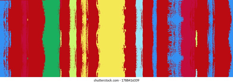 Funky Vertical Stripes Seamless Background. Winter Autumn Funky Fashion Print. Spring Summer Graffiti Stripes. Dirty Vector Watercolor Paint Lines. Torn Distress Trace. Hand Painted Lines Design.