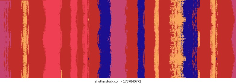 Funky Vertical Stripes Seamless Background. Invierno Otoño Tela Moderna De Moda. Rayas de socorro de verano de primavera. Fantástico rastreo de graffiti. Diseño de líneas dibujadas a mano. Líneas de pintura de color de agua de vectores sucios.
