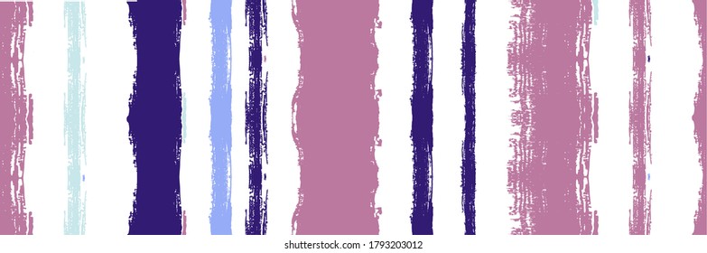Funky Vertical Stripes Seamless Background. Torn Vector Watercolor Paint Lines. Autumn Winter Modern Fashion Print. Cool Distress Trace. Spring Summer Graffiti Stripes. Hand Drawn Lines Banner.