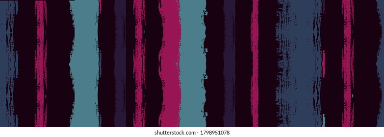Funky Vertical Stripes Seamless Background. Gouache Ink Lines Texture. Winter Autumn Modern Fashion Print. Torn Vector Watercolor Paint Lines. Dirty Distress Trace. Summer Spring Graffiti Stripes.