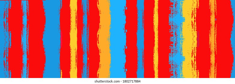 Funky Vertical Stripes Seamless Background. Diseño de líneas pinchadas con tinta. Traza de la distancia fría. Invierno Otoño Moda Brillante Textil. Graffiti de primavera de verano. Líneas de pintura de color de agua de vectores sucios.