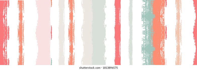 Funky Vertical Stripes Seamless Background. Spring Summer Distress Stripes. Ink Brushed Lines Banner. Dirty Vector Watercolor Paint Lines. Torn Graffiti Trace. Winter Autumn Funky Fashion Print.