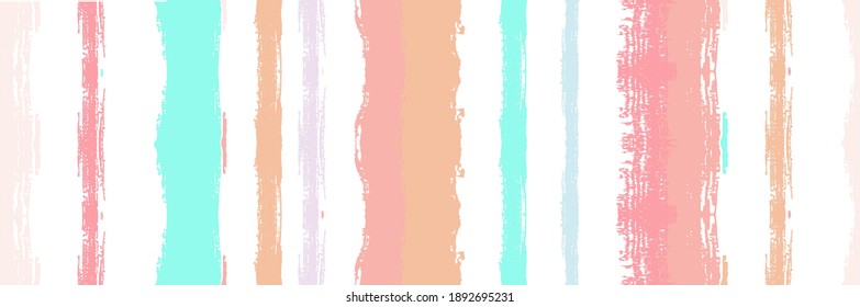 Funky Vertical Stripes Seamless Background. Watercolor Lines Banner. Summer Spring Distress Stripes. Cool Graffiti Trace. Winter Autumn Bright Fashion Fabric. Dirty Vector Watercolor Paint Lines.