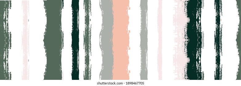 Funky Vertical Stripes Seamless Background. Autumn Winter Trendy Fashion Textile. Torn Vector Watercolor Paint Lines. Gouache Ink Lines Banner. Cool Graffiti Trace. Summer Spring Distress Stripes.