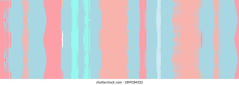 Funky Vertical Stripes Seamless Background. Autumn Winter Modern Fashion Fabric. Torn Graffiti Trace. Cool Vector Watercolor Paint Lines. Spring Summer Distress Stripes. Paintbrush Lines Texture.