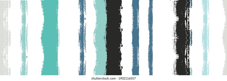 Funky Vertical Stripes Seamless Background. Spring Summer Graffiti Stripes. Winter Autumn Funky Fashion Fabric. Torn Distress Trace. Hand Painted Lines Design. Dirty Vector Watercolor Paint Lines.