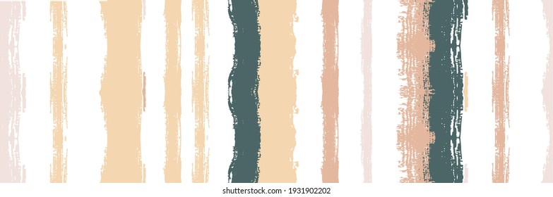 Funky Vertical Stripes Seamless Background. Hand Drawn Lines Texture. Cool Vector Watercolor Paint Lines. Winter Autumn Trendy Fashion Textile. Summer Spring Graffiti Stripes. Dirty Distress Trace.