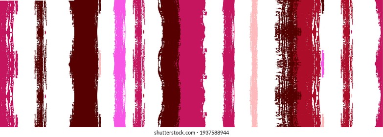 Funky Vertical Stripes Seamless Background. Summer Spring Graffiti Stripes. Autumn Winter Trendy Fashion Print. Dirty Distress Trace. Watercolor Lines Design. Cool Vector Watercolor Paint Lines.
