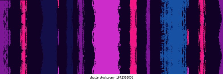 Funky Vertical Stripes Seamless Background. Winter Autumn Bright Fashion Textile. Dirty Vector Watercolor Paint Lines. Ink Brushed Lines Banner. Summer Spring Distress Stripes. Cool Graffiti Trace.