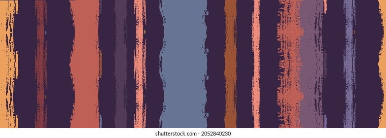 Funky Vertical Stripes Seamless Background. Gouache Ink Lines Texture. Cool Graffiti Trace. Torn Vector Watercolor Paint Lines. Winter Autumn Trendy Fashion Textile. Spring Summer Distress Stripes.