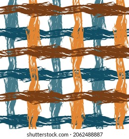 Funky Vertical Stripes Seamless Background. grunge stripes, modern paintbrush line for wrapping, wallpaper. English beige checkered background.