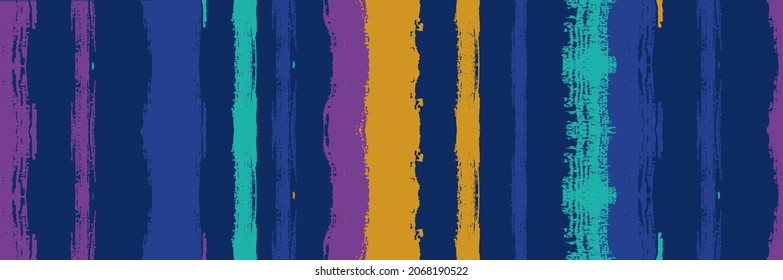 Funky Vertical Stripes Seamless Background. Winter Autumn Modern Fashion Textile. Summer Spring Graffiti Stripes. Torn Vector Watercolor Paint Lines. Dirty Distress Trace. Gouache Ink Lines Design.