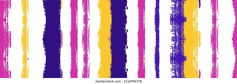 Funky Vertical Stripes Seamless Background. Spring Summer Distress Stripes. Paintbrush Lines Banner. Cool Vector Watercolor Paint Lines. Dirty Graffiti Trace. Autumn Winter Funky Fashion Print.