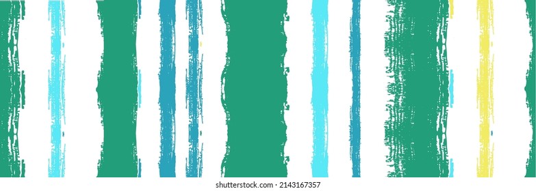Funky Vertical Stripes Seamless Background. Autumn Winter Modern Fashion Textile. Paintbrush Lines Banner. Torn Graffiti Trace. Dirty Vector Watercolor Paint Lines. Summer Spring Distress Stripes.