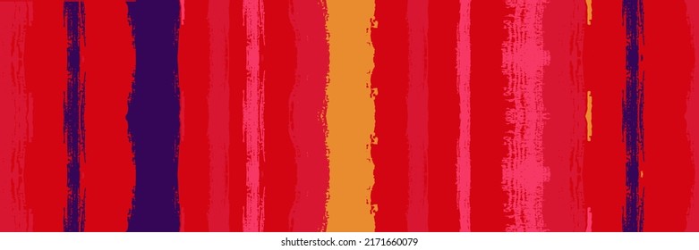 Funky Vertical Stripes Seamless Background. Cool Vector Watercolor Paint Lines. Dirty Distress Trace. Autumn Winter Funky Fashion Print. Summer Spring Graffiti Stripes. Ink Brushed Lines Banner.