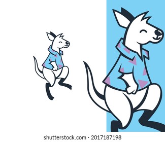 Funky Wallaby Cartoon Character Wearing A TShirt