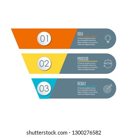 Funnel With 3 Steps. Business Infographic Template With Cone Or Pipeline. Marketing And Sales Concept. Vector Illustration.