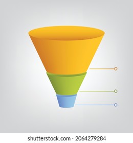 Funnel 3D Diagram Infographic With Three Segments For Business Presentations