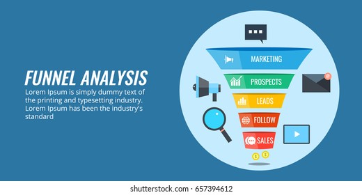 Funnel analysis - Conversion rate - eCommerce flat design vector banner